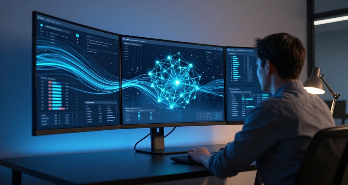 AI neural network visualization on monitoring dashboard