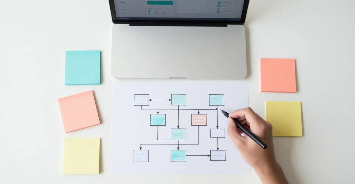 Flowchart showing automated website monitoring workflows